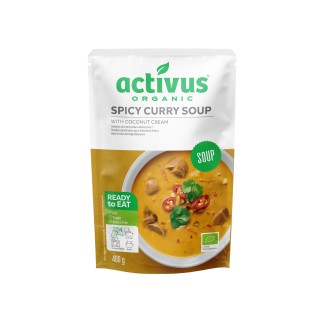 Supa BIO din Curry cu Cremă de Cocos și Ciuperci Shiitake 400G Activus Supa BIO din Curry cu Cremă de Cocos și Ciuperci Shiitake 400G Activus