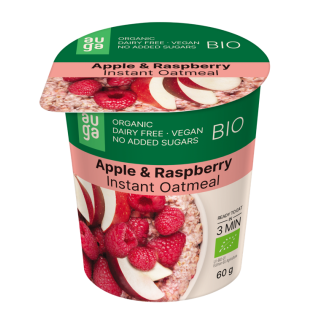 Ovăz integral BIO cu Măr și Zmeură 60G Auga Ovăz integral BIO cu Măr și Zmeură 60G Auga