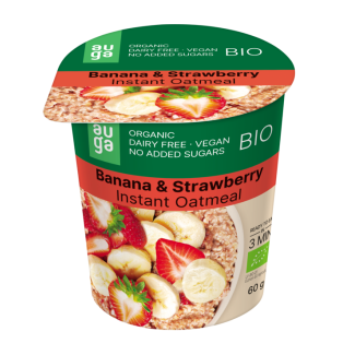 Ovăz integral BIO cu Banane și Căpșuni 60G Auga Ovăz integral BIO cu Banane și Căpșuni 60G Auga