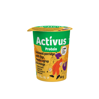 Ovăz Proteic cu Smochine, Sirop de Arțar și Portocală 60g Activus Auga Ovăz Proteic cu Smochine, Sirop de Arțar și Portocală 60g Activus Auga