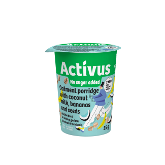 Ovăz cu Banane, Lapte de Cocos și Semințe 60g Activus Auga Ovăz cu Banane, Lapte de Cocos și Semințe 60g Activus Auga