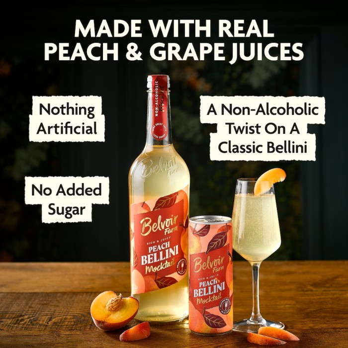 Cocktail Fără Alcool Peach Bellini 12 x 250ml Belvoir