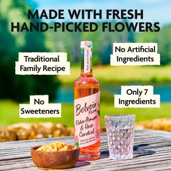 Sirop (Cordial) cu Flori de Soc si Trandafir 500ml Belvoir