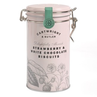 Biscuiți cu Ciocolată Albă și Căpșuni în cutie metalică 200g Cartwright & Butler Biscuiți cu Ciocolată Albă și Căpșuni în cutie metalică 200g Cartwright & Butler