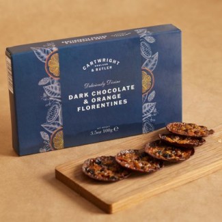 Florentine cu Ciocolată Neagră și Portocală 100g Cartwright & Butler Florentine cu Ciocolată Neagră și Portocală 100g Cartwright & Butler
