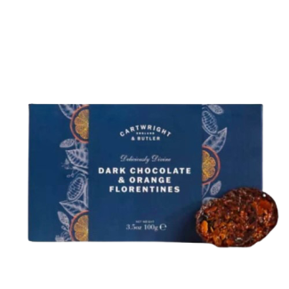 Florentine cu Ciocolată Neagră și Portocală 100g Cartwright & Butler Florentine cu Ciocolată Neagră și Portocală 100g Cartwright & Butler