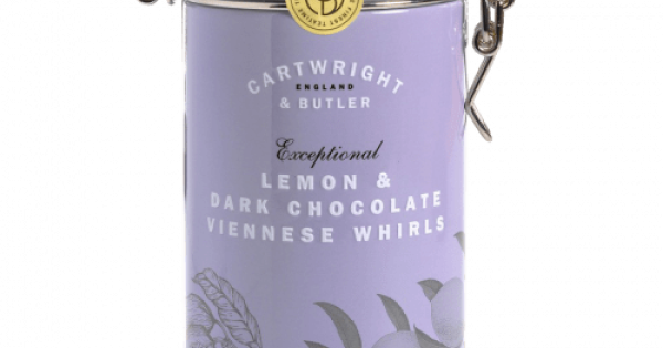 Fursecuri Vieneze cu Lamaie si Ciocolata neagra in cutie metalica 200g Cartwright & Butler