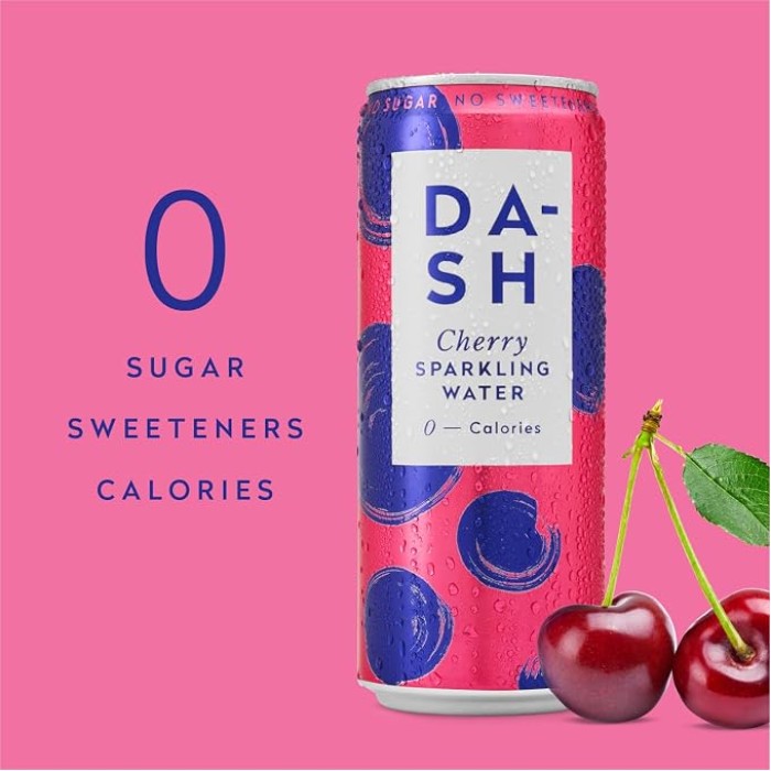 Apa Minerală cu Gust de Cireșe - 330ml Dash -Unicorn Neturals Apa Minerală cu Gust de Cireșe, Fără Îndulcitori - 0 Calorii - 330ml Dash