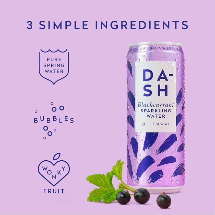 Apa Minerală cu Gust de Coacăze Negre, Fără Îndulcitori - 0 Calorii - 330ml Dash Apa Minerală cu Gust de Coacăze Negre, Fără Îndulcitori - 0 Calorii - 330ml Dash