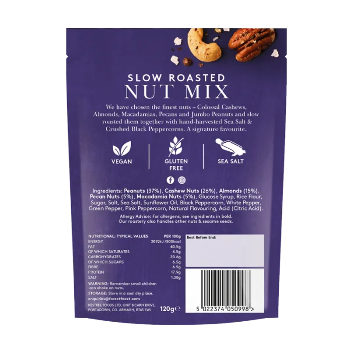 Mix de Nuci cu Sare de Mare și Piper Negru 120g Forest Feast