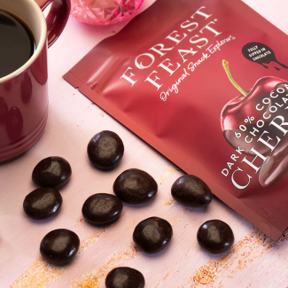 Vișine învelite în Ciocolată Belgiană Neagră 60% 120g Forest Feast Vișine învelite în Ciocolată Belgiană Neagră 60% 120g Forest Feast