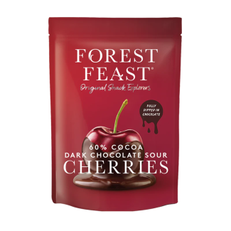 Vișine învelite în Ciocolată Belgiană Neagră 60% 120g Forest Feast Vișine învelite în Ciocolată Belgiană Neagră 60% 120g Forest Feast