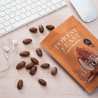 Migdale Caramel Sǎrat în Ciocolată Belgiană cu Lapte 120g Forest Feast Migdale Caramel Sǎrat în Ciocolată Belgiană cu Lapte 120g Forest Feast