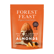 Migdale în Ciocolată Belgiană cu Lapte și Portocale Valencia 120g Forest Feast  Migdale în Ciocolată Belgiană cu Lapte și Portocale Valencia 120g Forest Feast