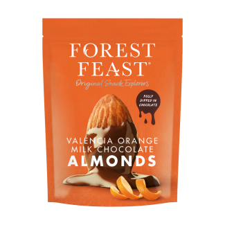 Migdale în Ciocolată Belgiană cu Lapte și Portocale Valencia 120g Forest Feast  Migdale în Ciocolată Belgiană cu Lapte și Portocale Valencia 120g Forest Feast