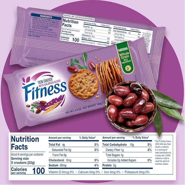 Crackers subțiri cu măsline Kalamata 140g Nestlé Fitness
