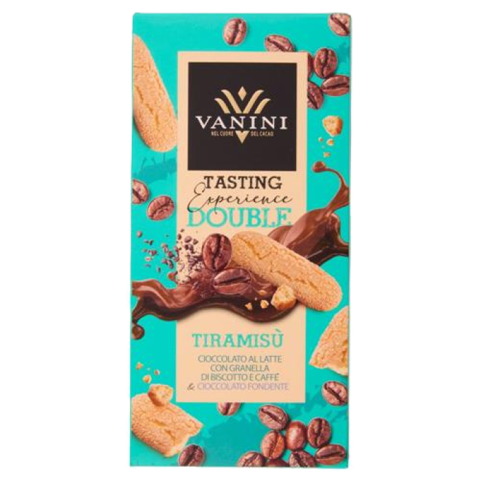 Ciocolată cu Lapte cu Bucăți de Biscuiți, Cafea și Ciocolată Neagră 85g Vanini Ciocolată cu Lapte cu Bucăți de Biscuiți, Cafea și Ciocolată Neagră 85g Vanini