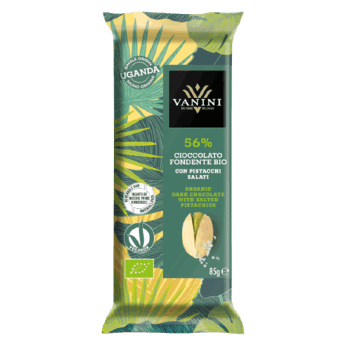 Ciocolată Neagră BIO (Conținut cacao minim 56%) cu Fistic Sărat