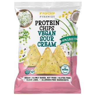 Chips-uri cu Proteină de Mazăre și Aromă de Smântână și Chives 60g Popcrop Chips-uri cu Proteină de Mazăre și Aromă de Smântână și Chives 60g Popcrop