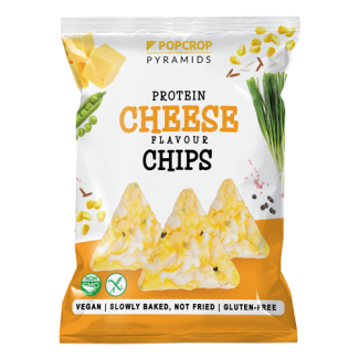 Chipsuri proteice coapte cu aromă de brânză vegană 60G Popcrop Chipsuri proteice coapte cu aromă de brânză vegană 60G Popcrop