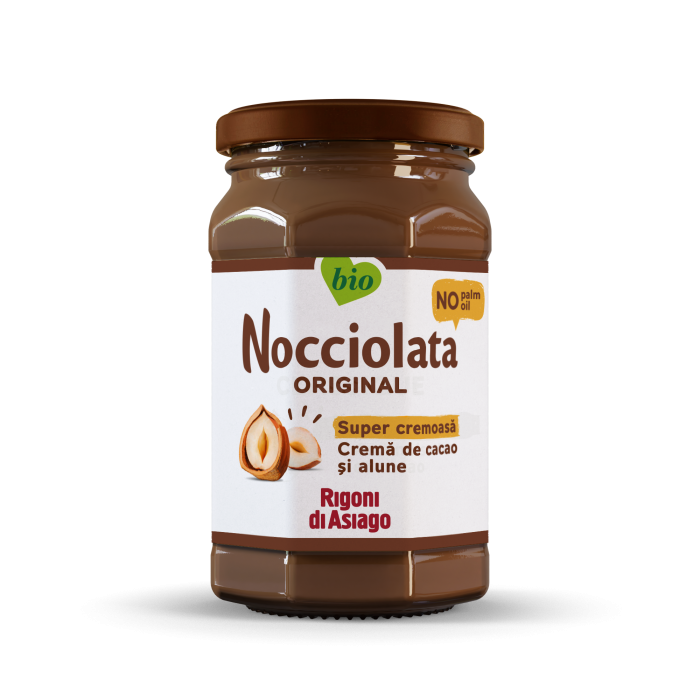 Nocciolata cremă BIO cu cacao și alune de pădure cu lapte 250g Rigoni di Asiago