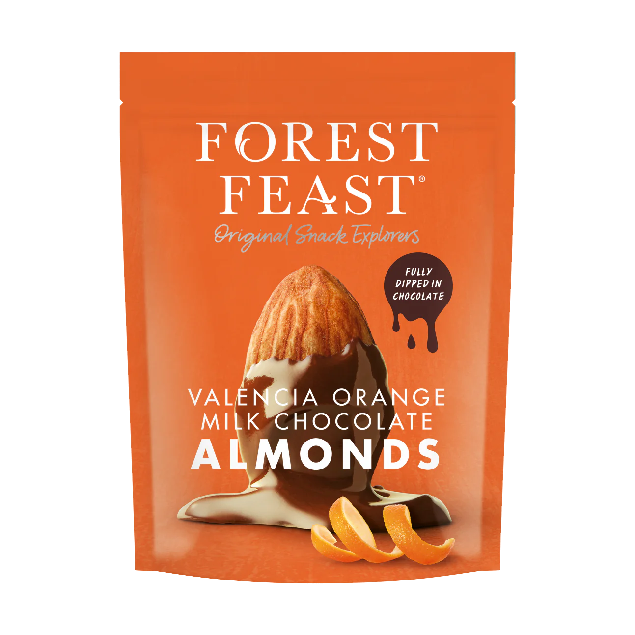 Migdale in Ciocolata Belgiana cu Lapte si Portocale Valencia 120g Forest Feast